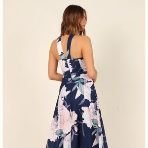 Petal & Pup Navy Floral Backless Dress NWOT